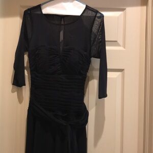 Sangria brand Black Cocktail dress, Fitted Rouched Bodice Size 10 45” Length